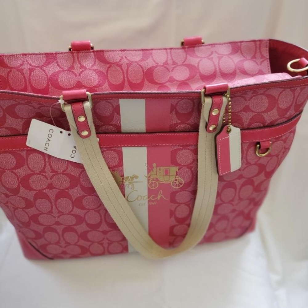 Coach Pink Signature Tote Bag